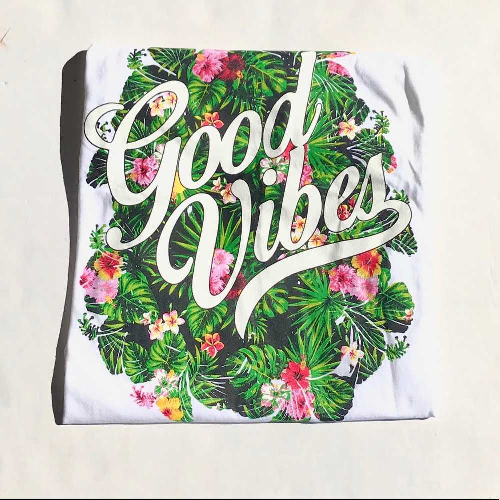 New women's white tee - GOOD V I B E S Good Vibes Only